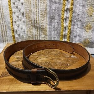 USA Accessories Top Grain Men's Leather Belt Brown/ Black Size 42